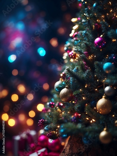Close up angle of a christmas tree