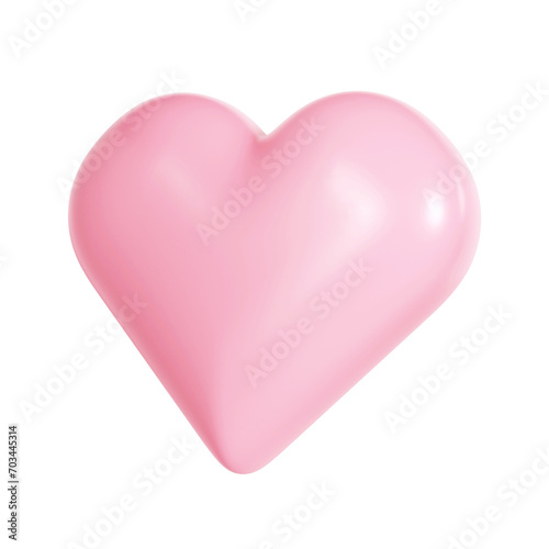 3d pink glossy love heart on transparent. Suitable for Valentine day, Mother day, Women day, wedding, sticker, greeting card. February 14th