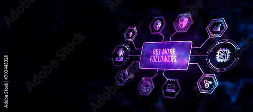Internet, business, Technology and network concept. Get more followers concept. 3d illustration