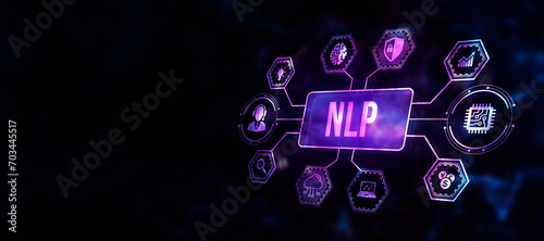 Internet, business, Technology and network concept. NLP Natural language processing AI Artificial intelligence. 3d illustration