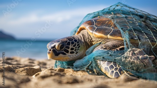 Sea Turtle Saved from Fishing Net photo