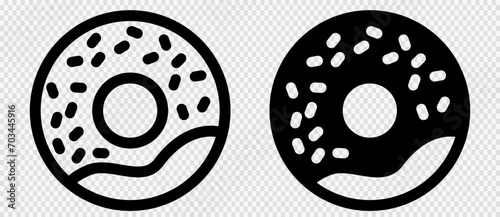 Donut vector icon solid and line doughnut set. Sweet desert vector