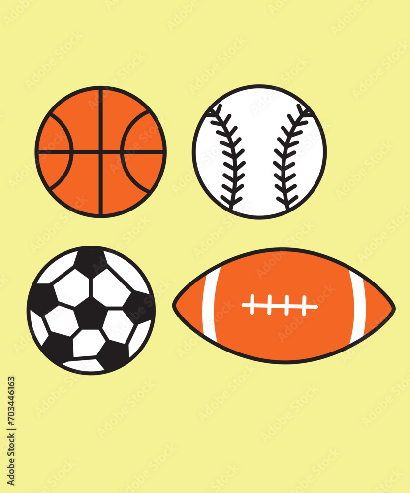 Free vector different kinds of balls of many sports