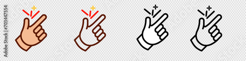 Finger snap icon set. Line and solid finger snap icon vector photo