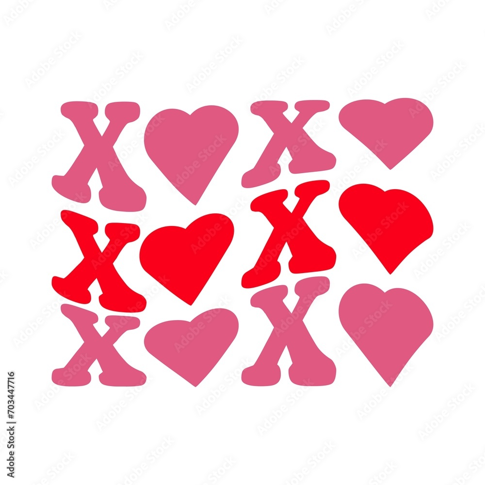 Valentine’s Day XOXO text phrase design on plain white transparent isolated background for shirt, hoodie, sweatshirt, apparel, card, tag, mug, icon, poster or badge
