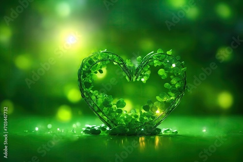 green heart shaped eco care concept bokeh sharp. ai generative