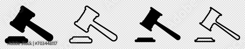 Judge hummer line and solid silhouette icon. Justice or auction gavel