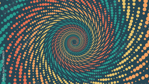 Abstarct spiral dotted spinning vortex background.