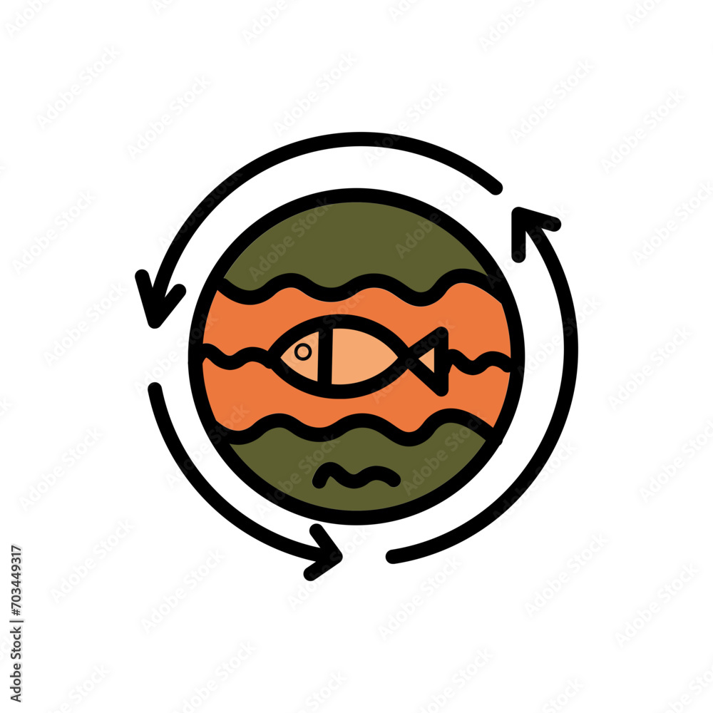 Obraz premium Ecology Fishing Sea Filled Outline Icon