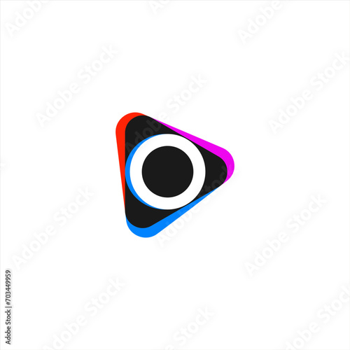 Play logo. Triangle and circle with shadow. Logo can used for application, web icon, multimedia, player symbol.