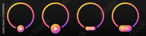 Insta live broadcast frame. Story or live broadcast social media