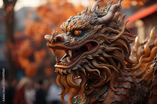 Chinese style traditional dragon . This dragon is famous in Chinese folklore and culture. face