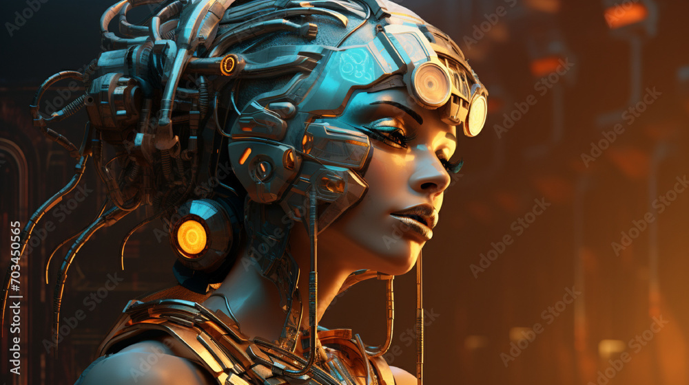 an ancient greek warrior goddess as modern cyberpunk