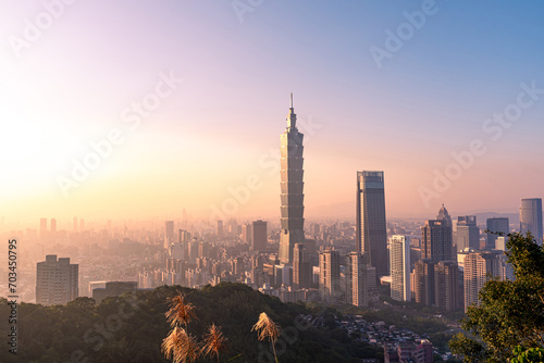  tourist attractions in the city park of taiwan  Asia business concept image  panoramic modern cityscape building in taiwan.