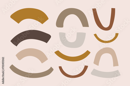 Set of hand drawn organic forms. Flat vector curves and soft shapes isolated.