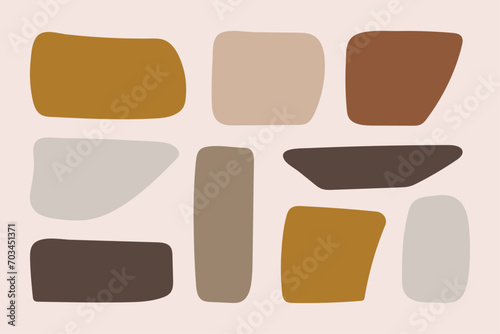 Set of hand drawn organic forms. Flat vector rectangles and trapeze shapes isolated.