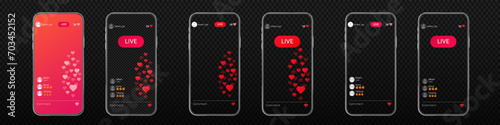 Online live video broadcast with heart like interface. Live mobile stream