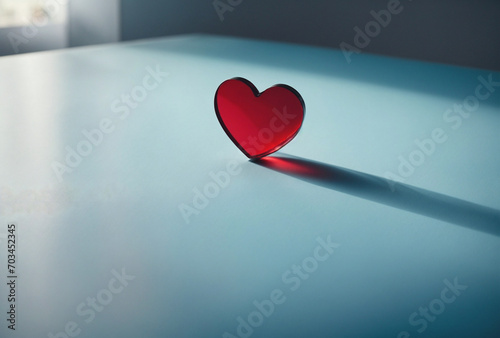 small red heart on blue table © Anna Gold Stock