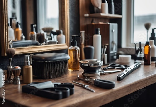 various barbershop implements in order