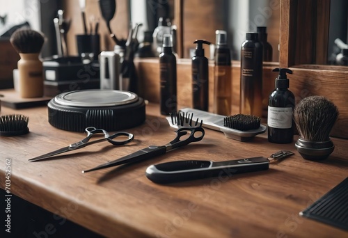 various barbershop implements in order photo