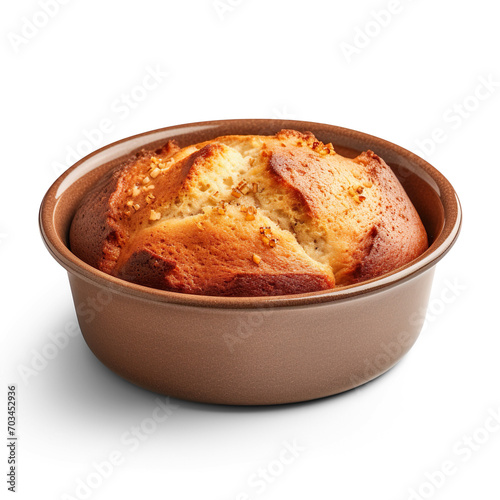 Banana Bread in a wooden bowl isolated on a transparent background