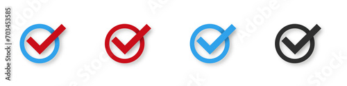 tick 3d check mark with shadow vector. Vote circle check box