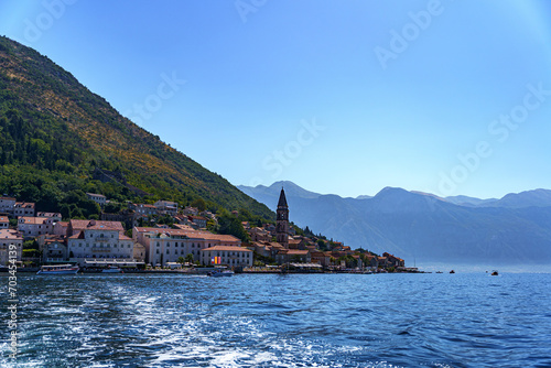 Sveti Nikola Church, or St. Nicholas Church, is a Catholic church that dates back to 1691 and is located in the main square of Perast. Montenegro. Town Perast.