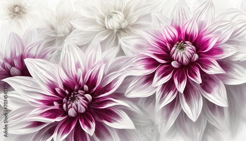 Piękne, delikatne kwiaty Dalii, tapeta, dekoracja, abstrakcja. Generative AI
