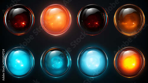 Set of glossy sphere buttons with inner light
