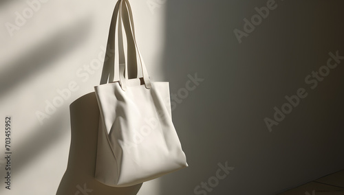 Mock up of pure white tote bag