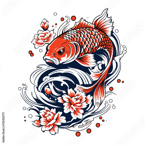 Cool and aesthetic colorful koi fish tattoo design