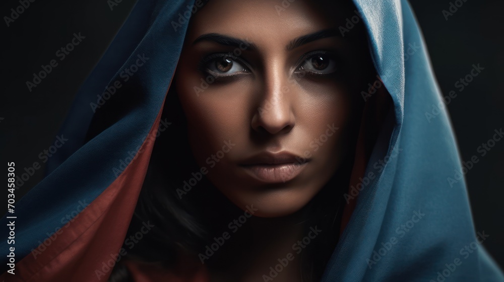 A woman in an Arabian cape