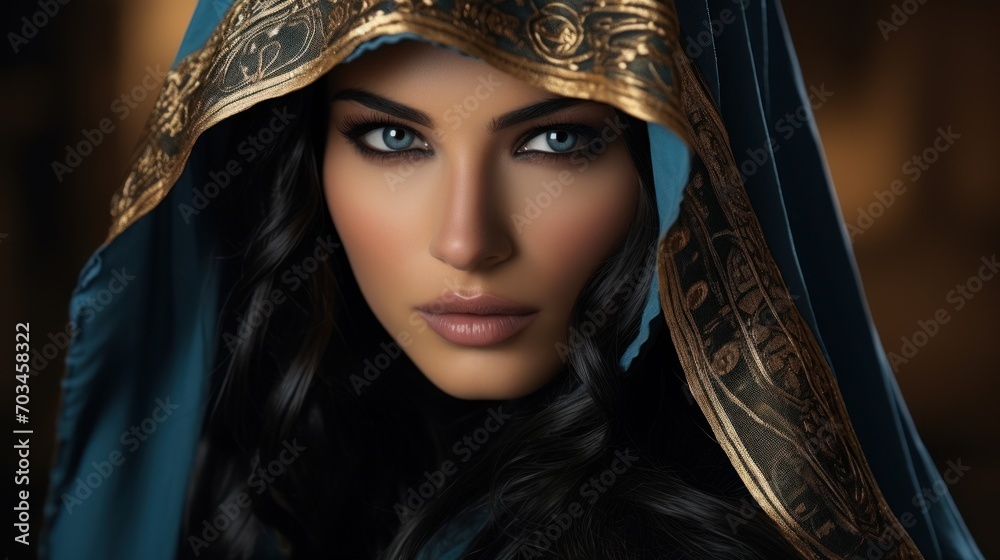 A woman in an Arabian cape A woman in an Arabian cape