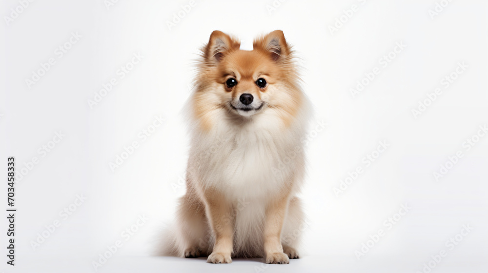 Spitz facing at the camera isolated on white