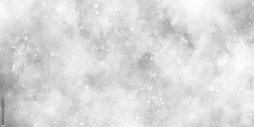 snow falling in the snow in the winter morning, sunshine or sparkling lights and glittering glow winter morning of snow falling background, abstract bokeh glitter background on blurred white.	