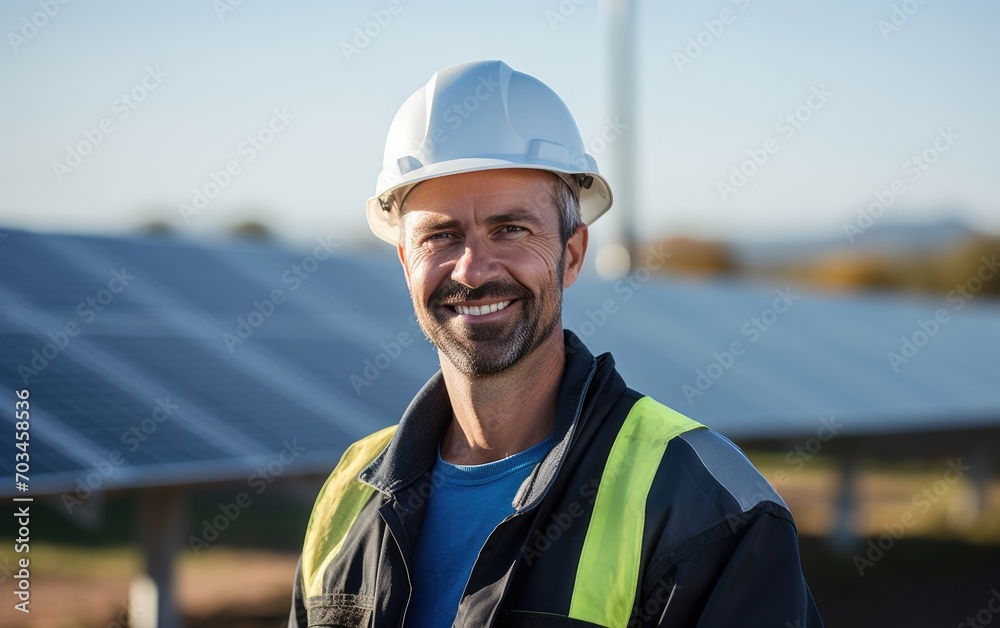 Portrait of a solar farm worker Portrait of a solar farm worker