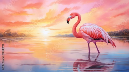 pink flamingo in water