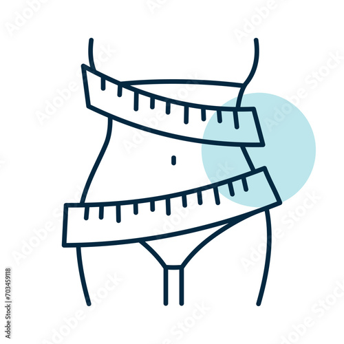 Elegant women's waist with measuring tape icon