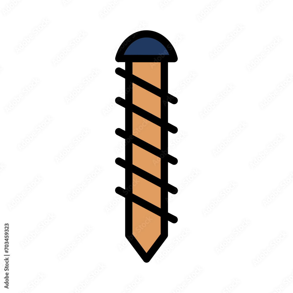 Nail Screw Wood Filled Outline Icon