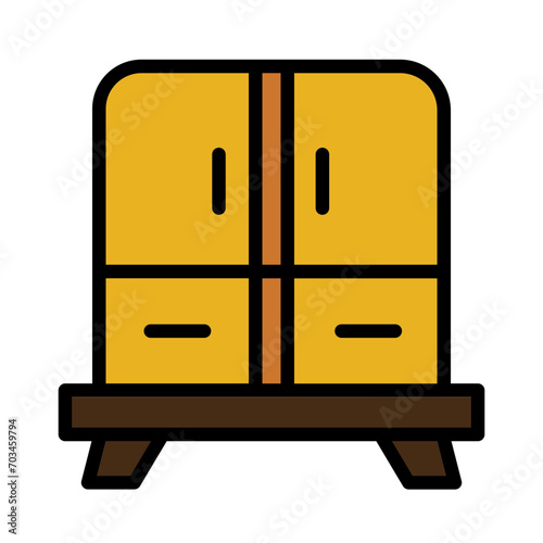 Drawer Room Wood Filled Outline Icon