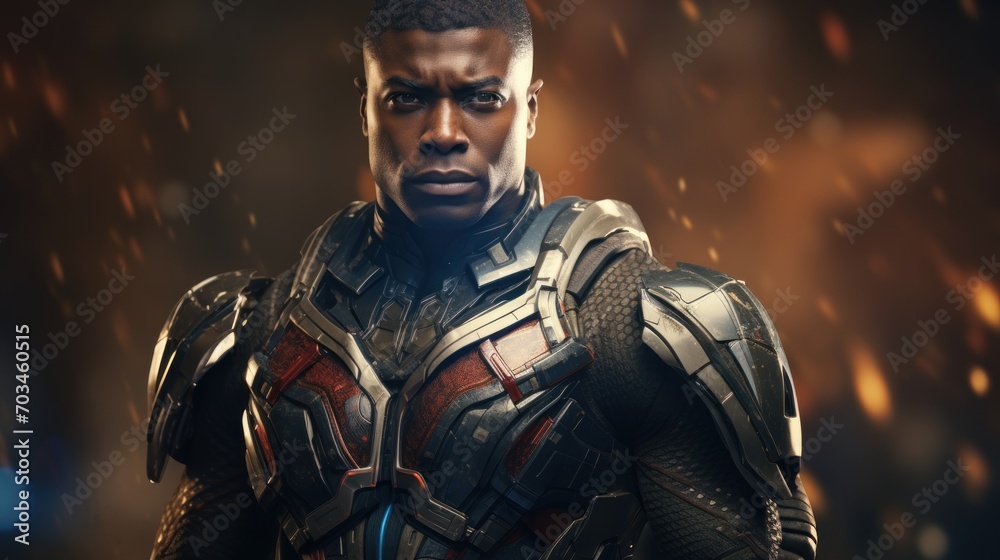 African american superhero Portrait of black man in fantastic costume African american superhero Portrait of black man in fantastic costume
