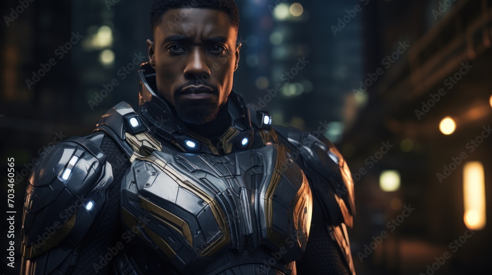 African american superhero Portrait of black man in fantastic costume African american superhero Portrait of black man in fantastic costume