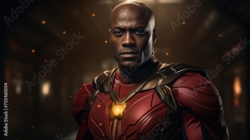 African american superhero Portrait of black man in fantastic costume