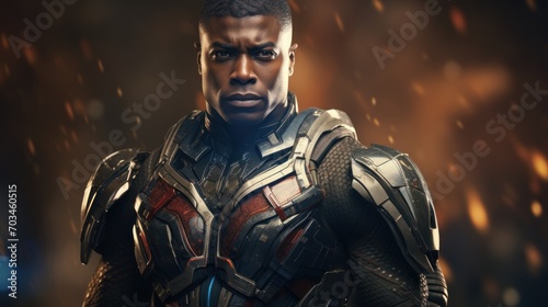 African american superhero Portrait of black man in fantastic costume