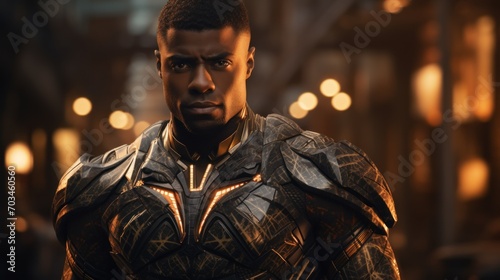 African american superhero Portrait of black man in fantastic costume