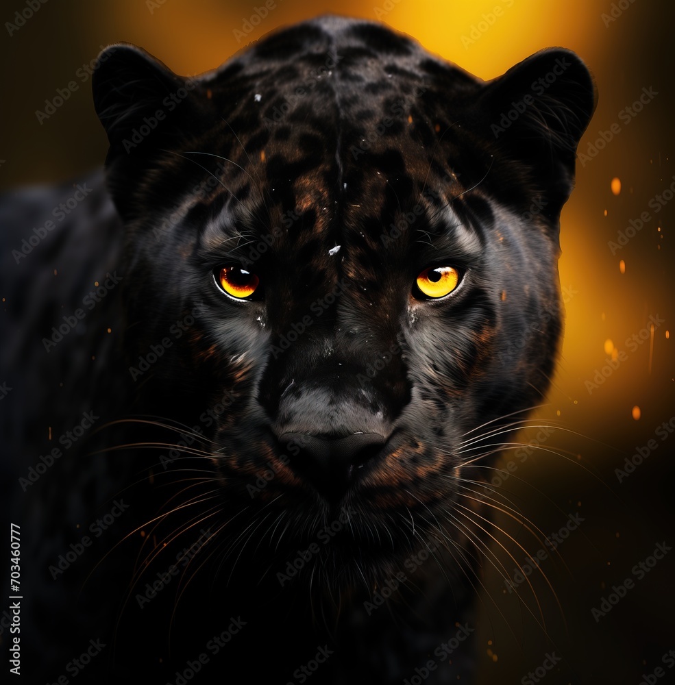 close up of a black panther, leopard