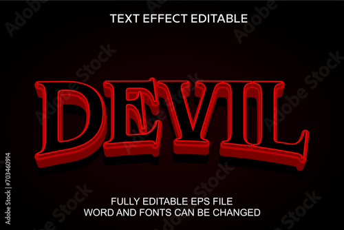 3D text effect devil vector editable