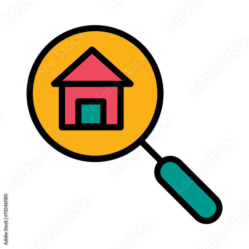 City House Search Filled Outline Icon