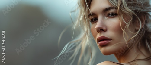 Le portrait d'une jeune femme blonde magnifique