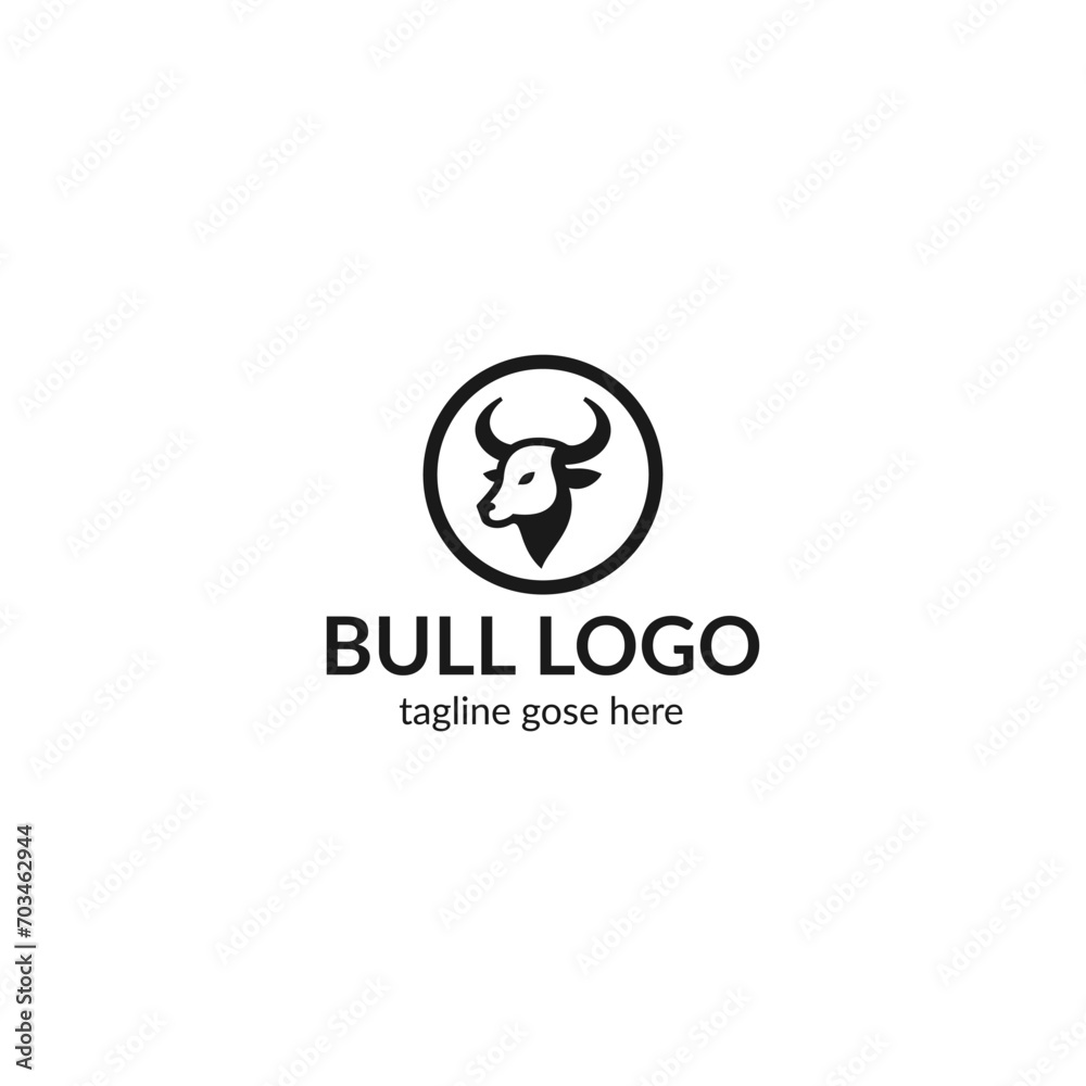 Minimalistic Bull Logo Design In Monochrome for a Dynamic Brand Identity Minimalistic Bull Logo Design In Monochrome for a Dynamic Brand Identity
